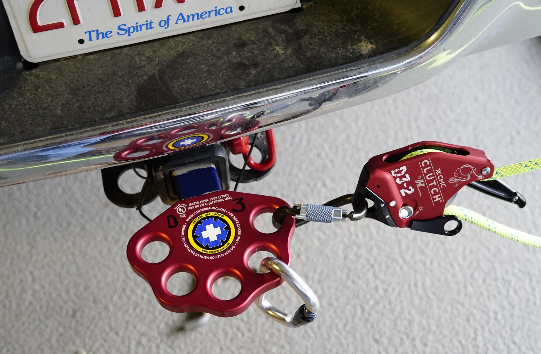 climbing equipment on truck